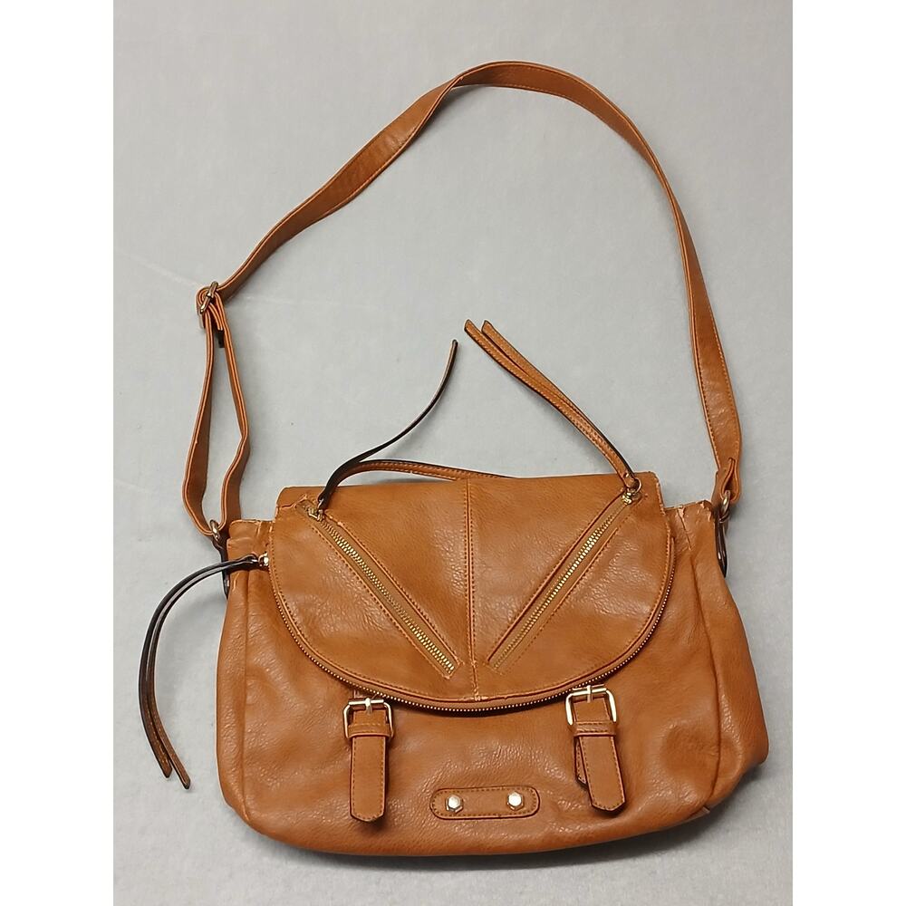Call It Spring Orange Handcrafted Full Leather Saddle Bag